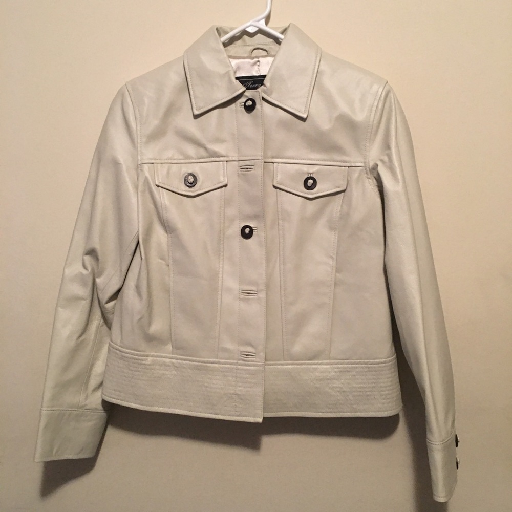 Tan, Leather “Terry Lewis” Button Up Jacket